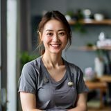 产后康复师刘思敏的专业照片，活力健康形象